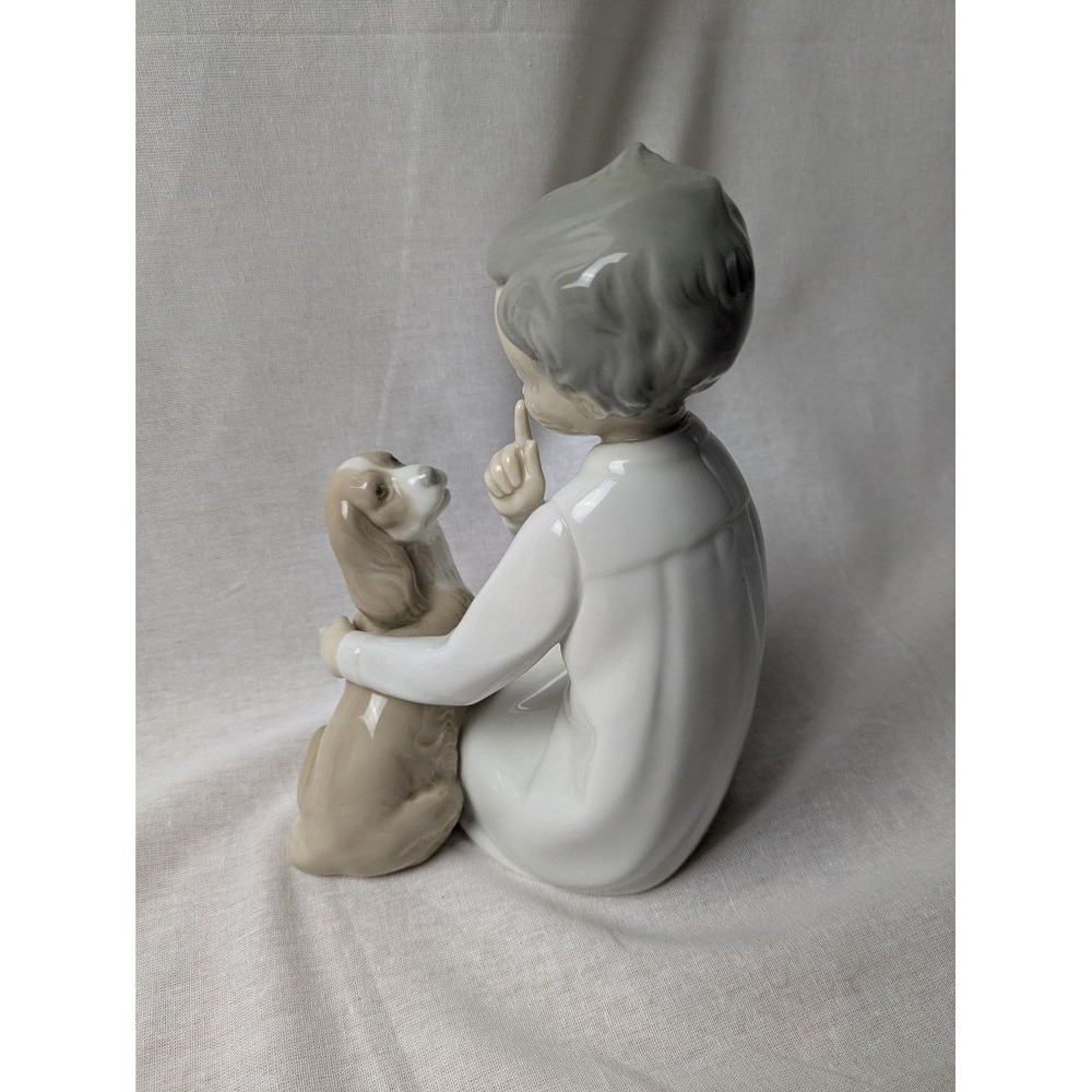 Vintage‎ LLadró "Shh Quiet Puppy" 4522 Boy With Dog Figurine Gloss Spain Retired - Picture 3 of 5